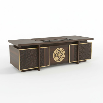 Bureau moderne avec tiroirs portes espace de rangement bureau marron style