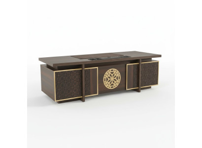 Bureau moderne avec tiroirs portes espace de rangement bureau marron style