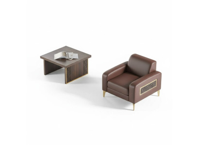 Ensemble de bureau 2 pièces Fauteuil avec table basse Salon Marron Uni