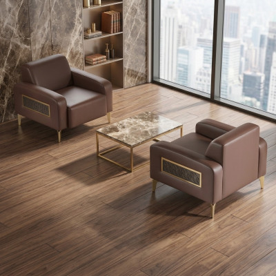 Ensemble de bureau 2 pièces Fauteuil Marron Uni Design moderne Salon
