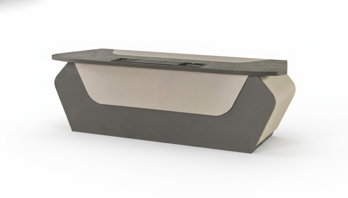 Bureau gris bicolore moderne rectangulaire design style bureau