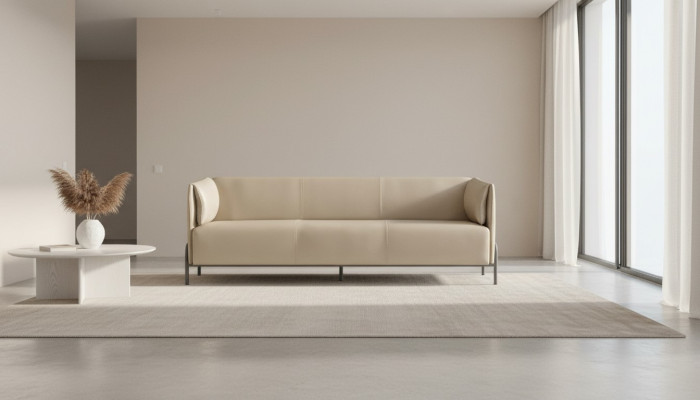 Ensemble de bureau canapé 3 places beige design moderne salon coussins