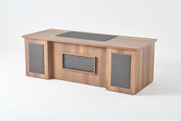 Bureau brun noir bicolore rectangulaire forme bureau moderne