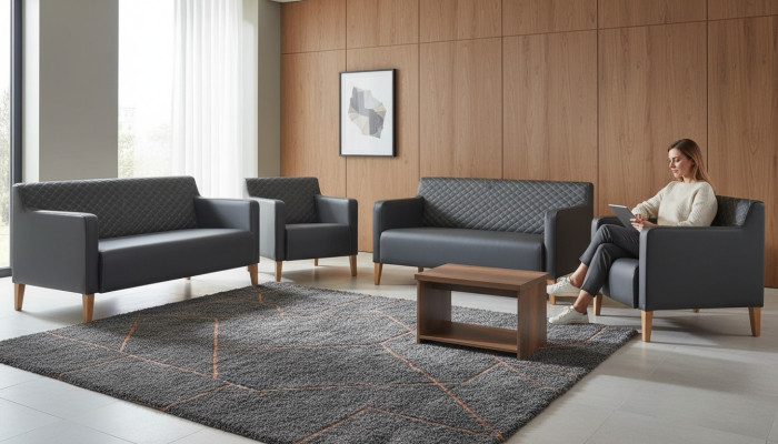 Ensemble de bureau 5 pièces Noir 3 places 2 places 2x fauteuils Table basse