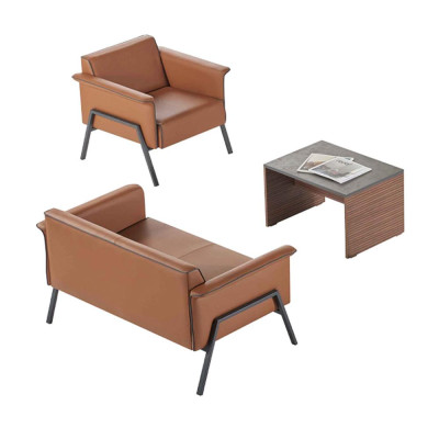 Ensemble de bureau marron Designer en bois Table siège simple banquette deux places Meubles