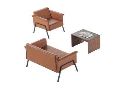 Ensemble de bureau marron Designer en bois Table siège simple banquette deux places Meubles