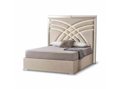 Lit double beige cadre de lit de chambre à coucher de designer meubles luxueux
