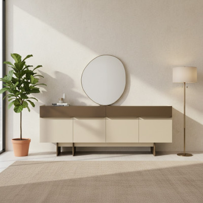 Enfilade de cuisine brun-beige Designer Salle à manger Meubles Commode luxueuse