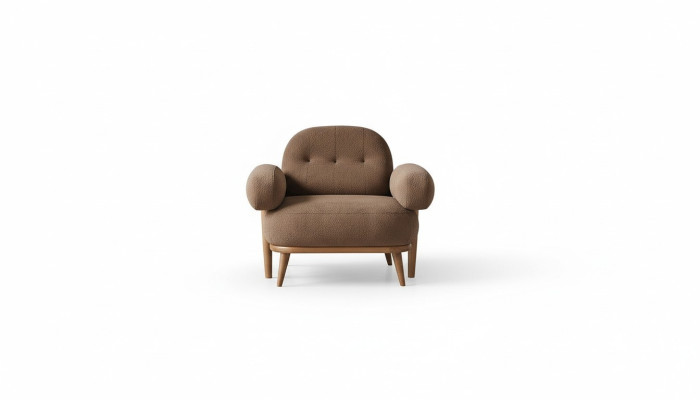 Fauteuil en tissu marron pour le salon, fauteuil rembourré, siège unique, meubles élégants.