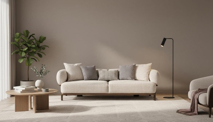 Canapé moderne gris trois places pour décoration de salon de luxe