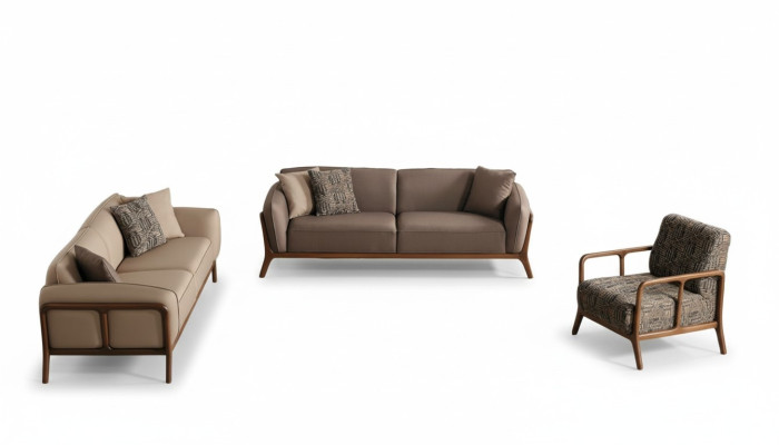 Salon Braun-Beige Ensemble de canapés Salon Meubles design 2x canapés