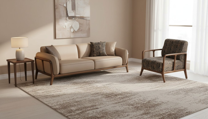 Canapé trois places beige élégant salon meuble siège fauteuil rembourré