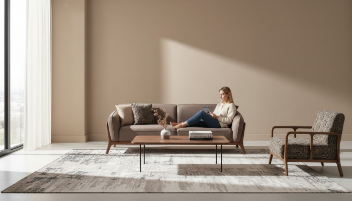 Canapé moderne marron 3 places Salon Fauteuil 2 pièces Élégant ensemble de sièges