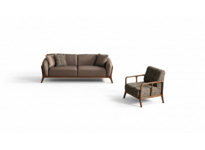 Canapé moderne marron 3 places Salon Fauteuil 2 pièces Élégant ensemble de sièges