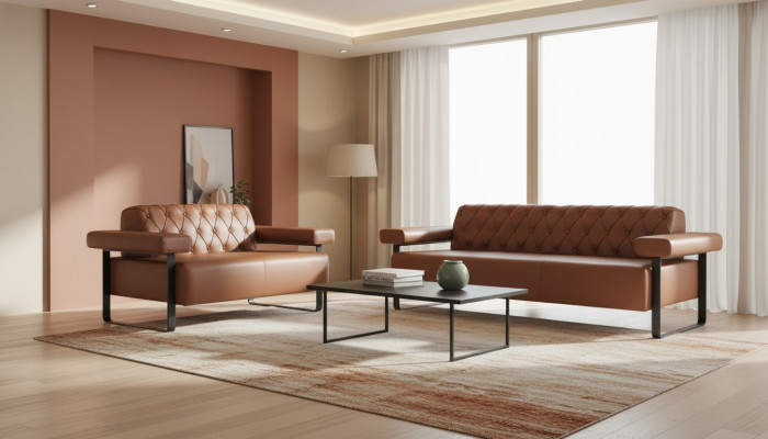 Canapé Chesterfield Style 3 places 2 places Canapés en cuir Modernes Acier inoxydable