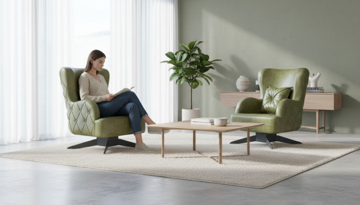 Fauteuil Chesterfield Ensemble Vert Rembourrage Classique Pieds en Acier Inoxydable Coussins en Cuir