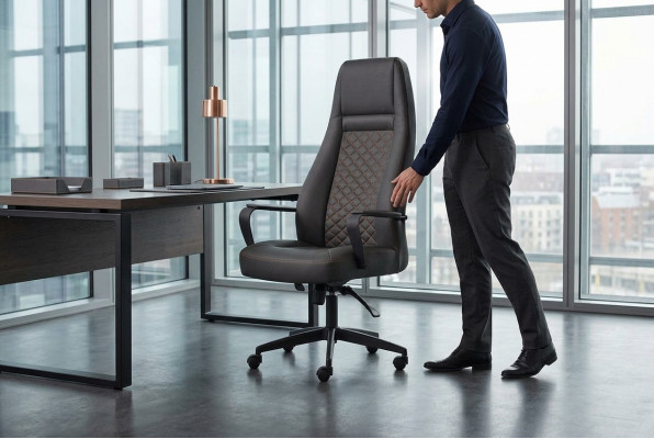 Chaise de bureau noire pivotante salle de travail moderne bureau roulettes cuir