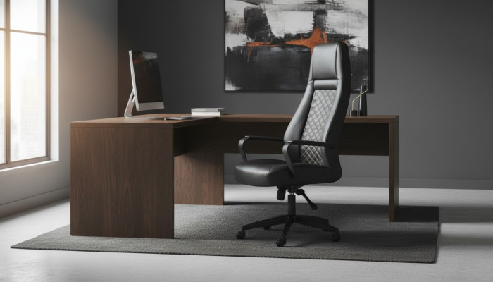 Chaise de bureau noire pivotante salle de travail moderne bureau roulettes cuir