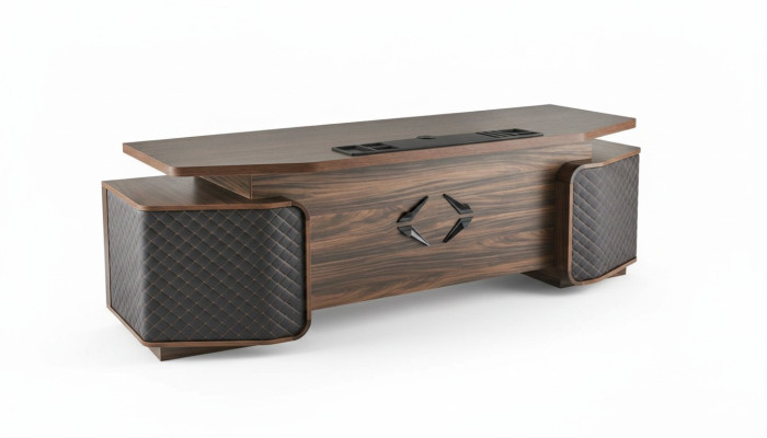 Bureau à tiroirs, bureau, rectangulaire, brun, noir, moderne, bois