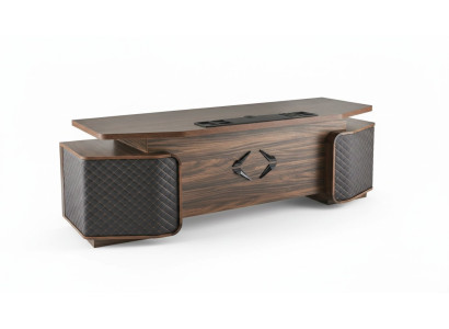 Bureau à tiroirs, bureau, rectangulaire, brun, noir, moderne, bois