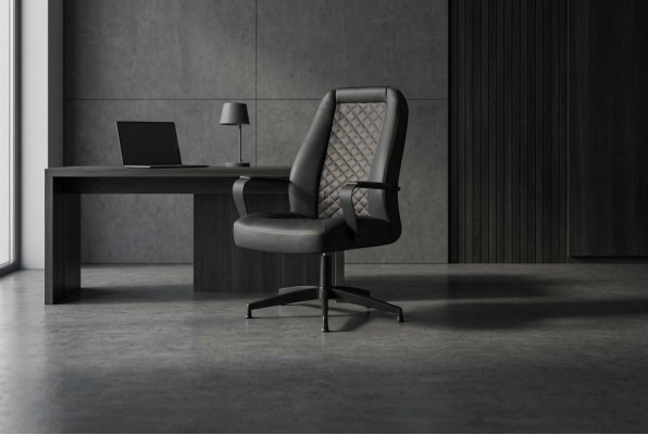 Chaise de bureau noire fauteuil exécutif bureau chambre moderne cuir doux bois