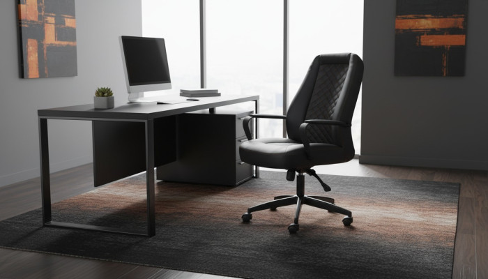 Fauteuil de bureau noir pivotant moderne pour bureau avec roulettes fauteuil en cuir.