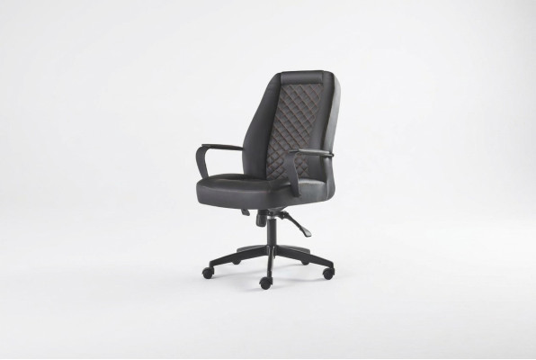 Fauteuil de bureau noir pivotant moderne pour bureau avec roulettes fauteuil en cuir.