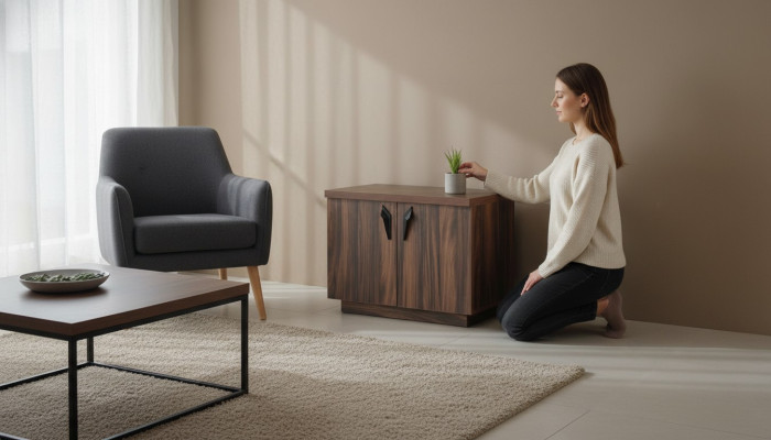 Ensemble de bureau : bureau, chaise de bureau, buffet, commode, table de travail.