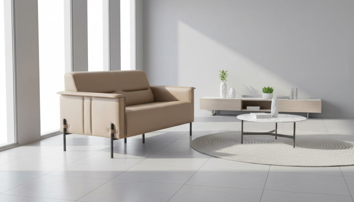 Canapé beige 2 places canapé moderne en cuir fauteuil deux places cuir