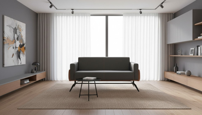 Canapé Schwarz Marron Sofa 2-Places Canapé en Cuir Moderne Acier Inoxydable Cuir Bois