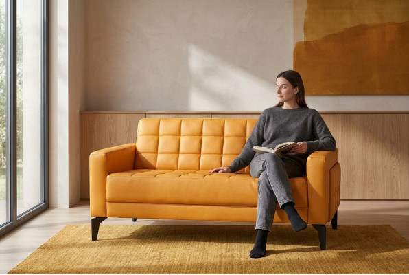 Canapé Gelb 2 places Sofa Chesterfield canapé en cuir meuble d'assise deux places