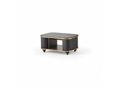 Table basse marron noire moderne rectangulaire avec étagère pour aménagement de bureau