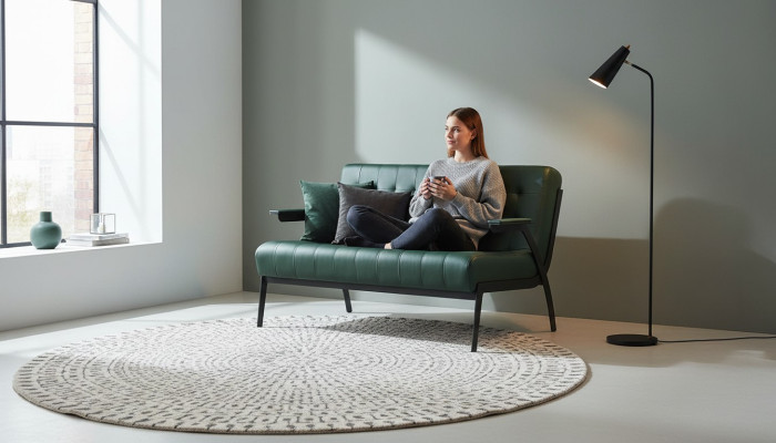 Chesterfield Grün Canapé 2 places Sofa en cuir Moderne Cuir Inoxydable