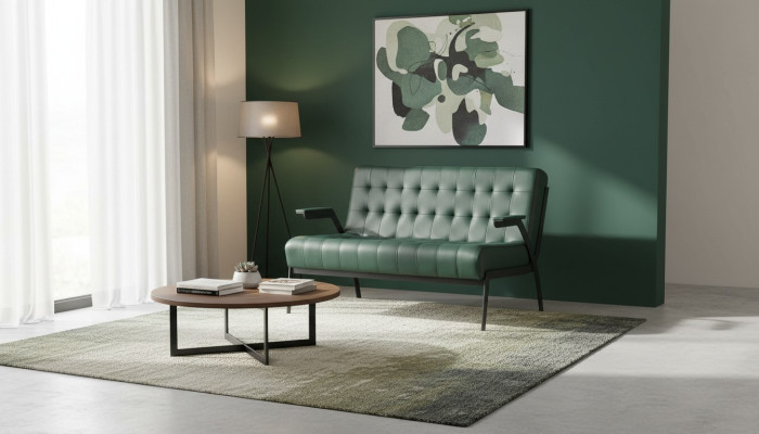 Chesterfield Grün Canapé 2 places Sofa en cuir Moderne Cuir Inoxydable