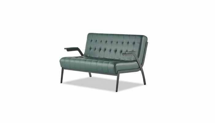 Chesterfield Grün Canapé 2 places Sofa en cuir Moderne Cuir Inoxydable
