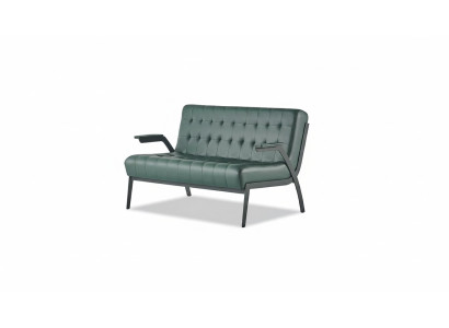Chesterfield Grün Canapé 2 places Sofa en cuir Moderne Cuir Inoxydable