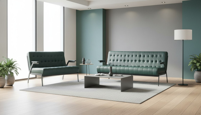 Canapés Chesterfield en cuir ensemble 3 places 2 places vert canapés en cuir modernes bois