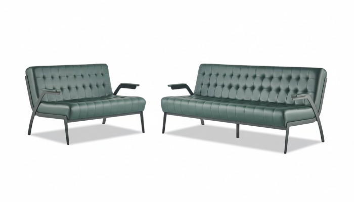 Canapés Chesterfield en cuir ensemble 3 places 2 places vert canapés en cuir modernes bois