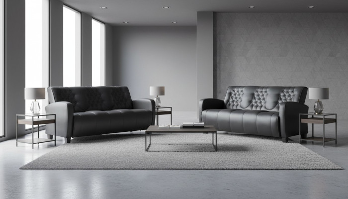 Canapé Chesterfield 3 places Ensembles de canapés Canapés modernes en cuir Boutons en bois