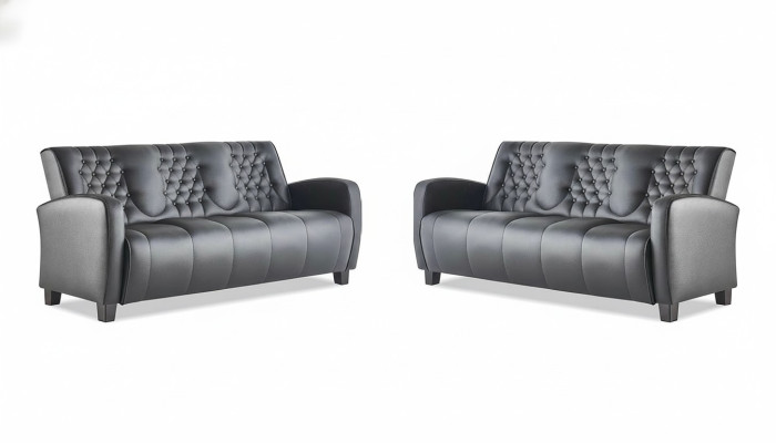 Canapé Chesterfield 3 places Ensembles de canapés Canapés modernes en cuir Boutons en bois