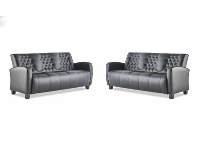 Canapé Chesterfield 3 places Ensembles de canapés Canapés modernes en cuir Boutons en bois