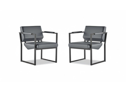 Fauteuil de bureau Ensemble Fauteuil Noir Fauteuil inclinable Moderne 1-place Cuir Acier inoxydable