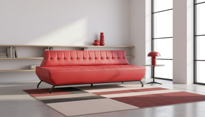 Canapé design Art déco rouge 3 places canapé Chesterfield boutons