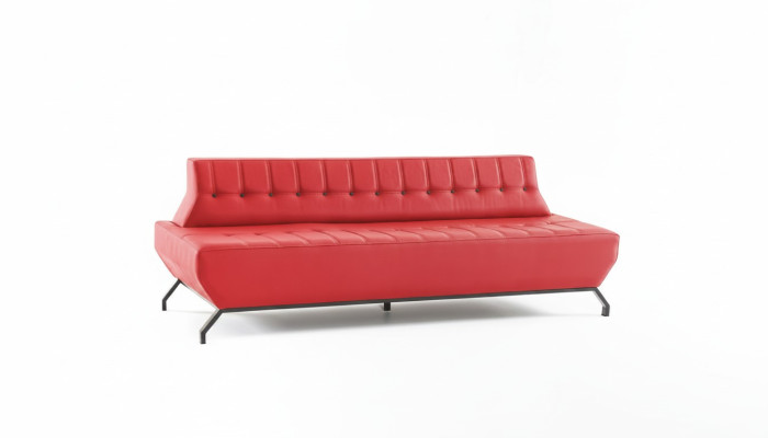 Canapé design Art déco rouge 3 places canapé Chesterfield boutons