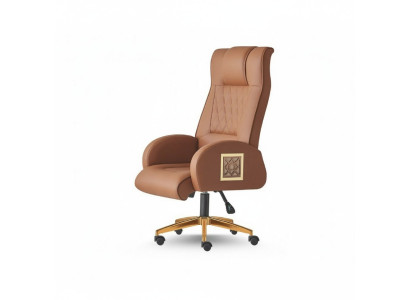 Chaise de bureau marron marron avec roulettes pour bureau moderne, fauteuil de direction pivotant.