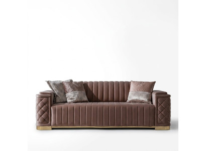 Canapé 3 places avec revêtement en cuir en tissu rose moderne
