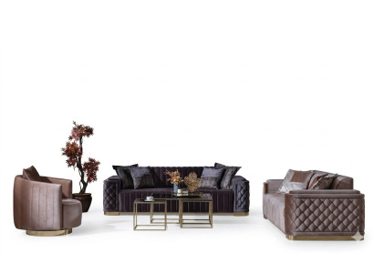 Jeu de canapés 3+3+1 places Design Canapé Nouveau Fauteuils Canapé Moderne Luxe