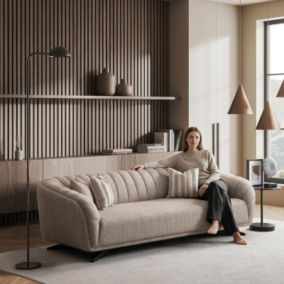 Canapé 3 places en tissu gris design moderne neuf