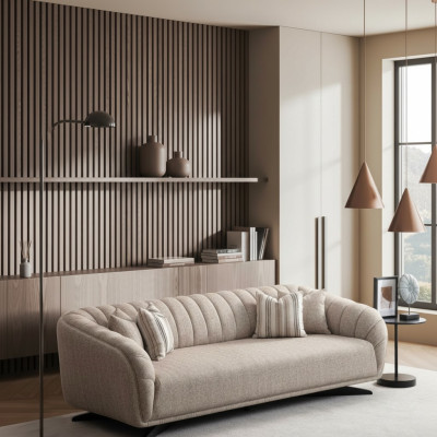 Canapé 3 places en tissu gris design moderne neuf