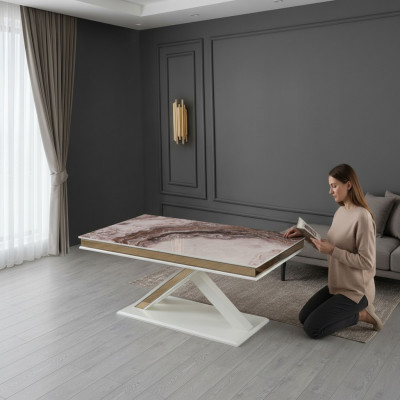 Table à manger de luxe Table extensible en bois Design moderne pour salle à manger Nouveau